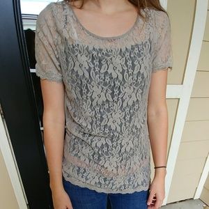 EXPRESS Taupe Lace Top